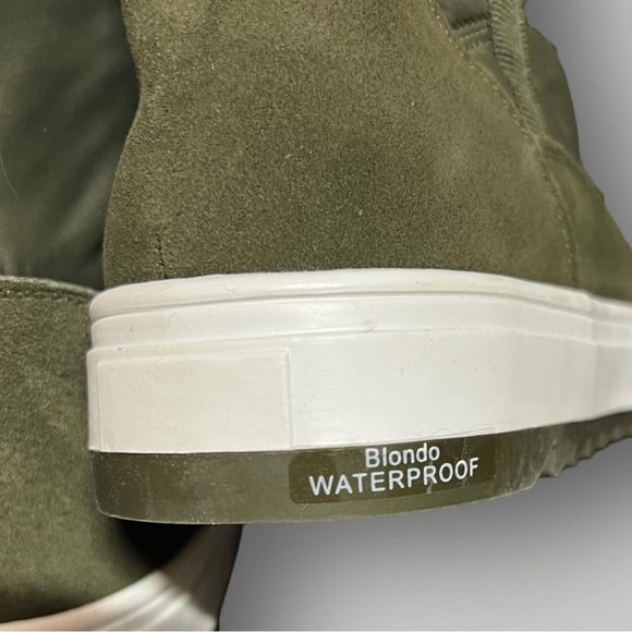 🌻NEW (w/box) Blondo Olive "Saffron" Suede & Nylon Waterproof Booties Size 10 - Picture 5 of 13